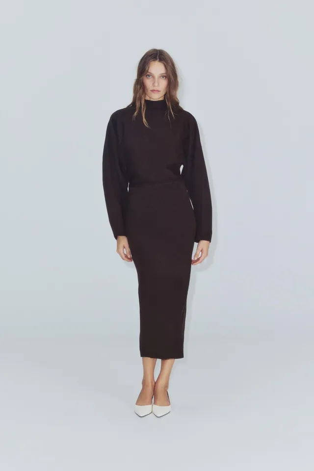 HIGH NECK LONG KNIT DRESS – image 5