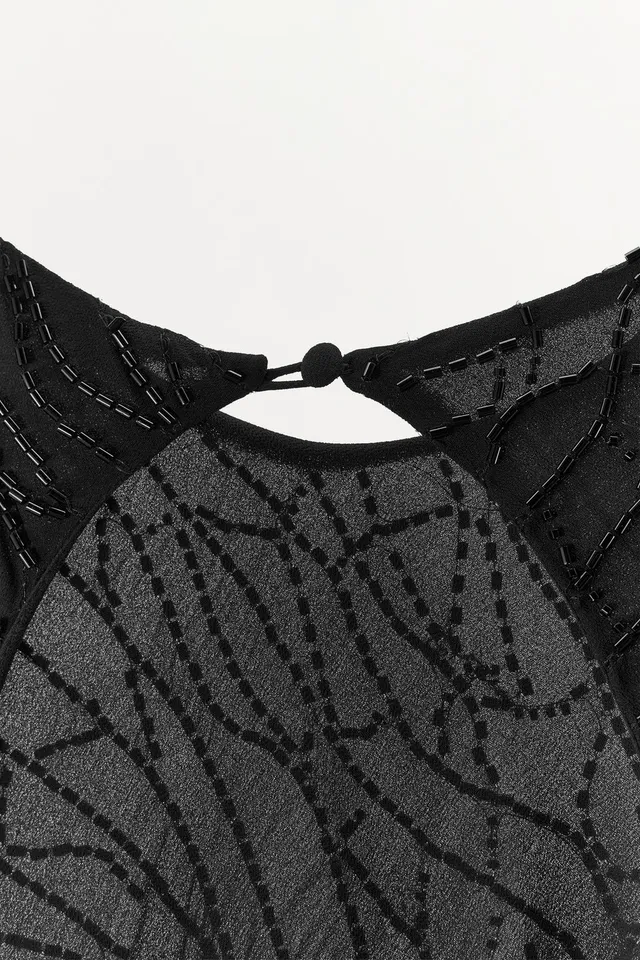 100% VISCOSE BEADED LONG DRESS – image 11