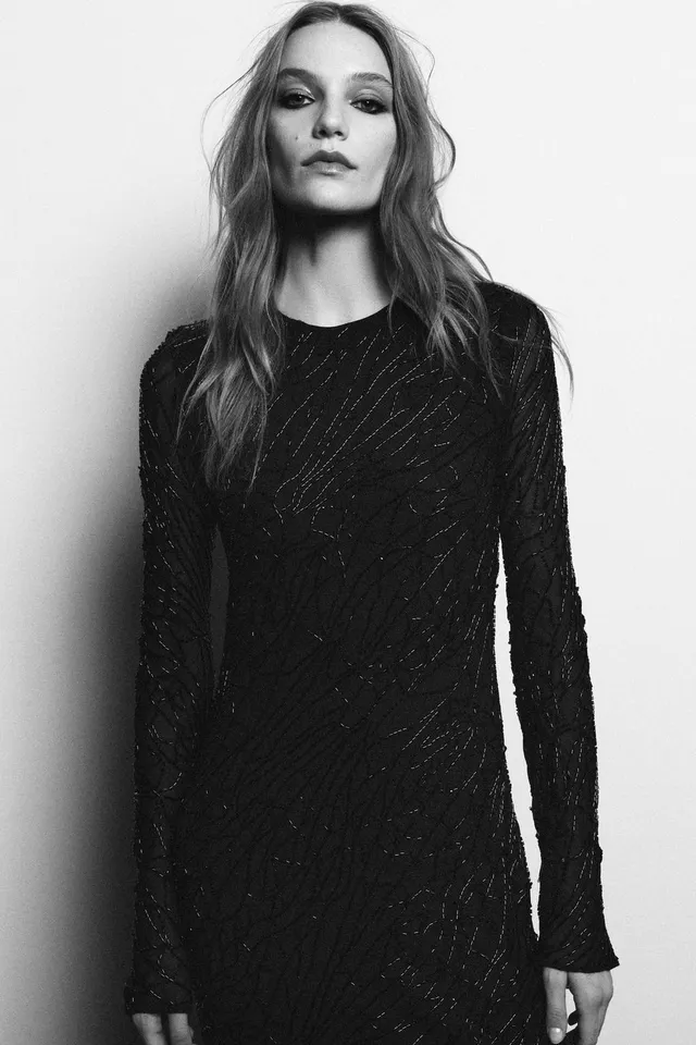 100% VISCOSE BEADED LONG DRESS – image 4