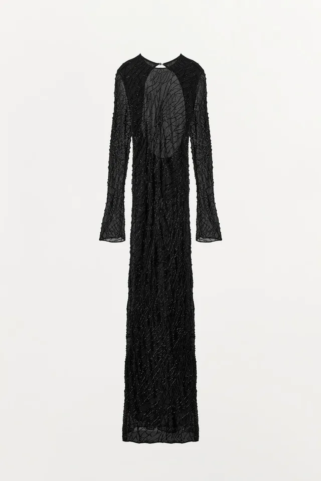 100% VISCOSE BEADED LONG DRESS – image 9
