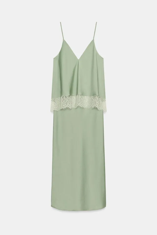 CONTRASTING LACE MIDI CAMISOLE DRESS – image 8