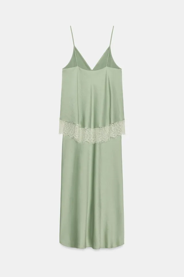 CONTRASTING LACE MIDI CAMISOLE DRESS – image 9