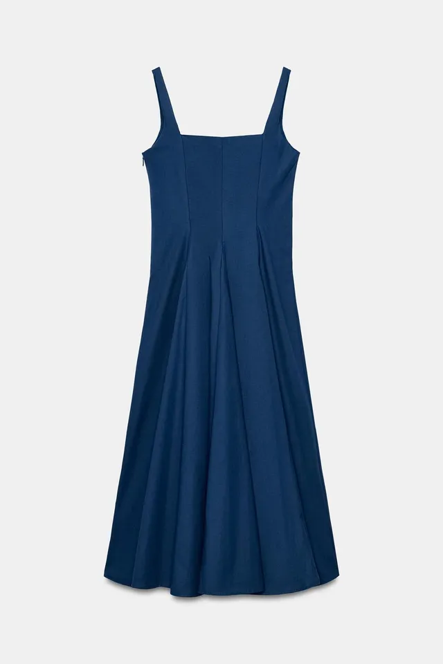 POPELIN GODET MIDI DRESS – image 5