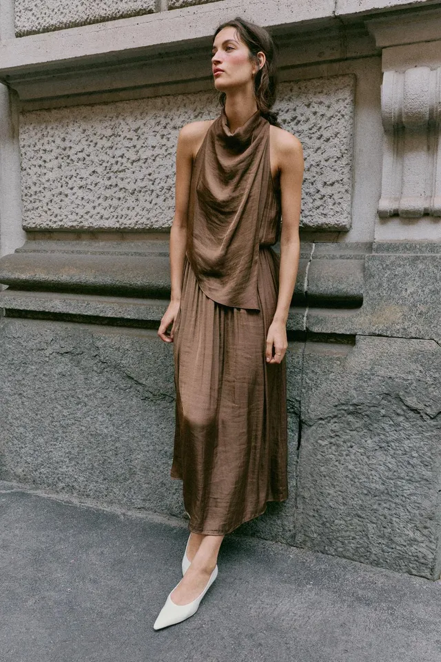 SATIN MIDI DRESS