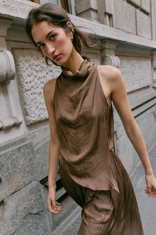 SATIN MIDI DRESS – image 2
