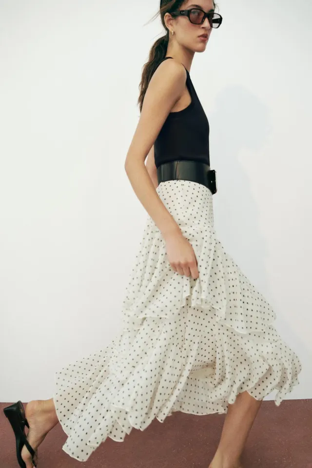 COMBINED POLKA DOT RUFFLED DRESS WITH BELT – image 2