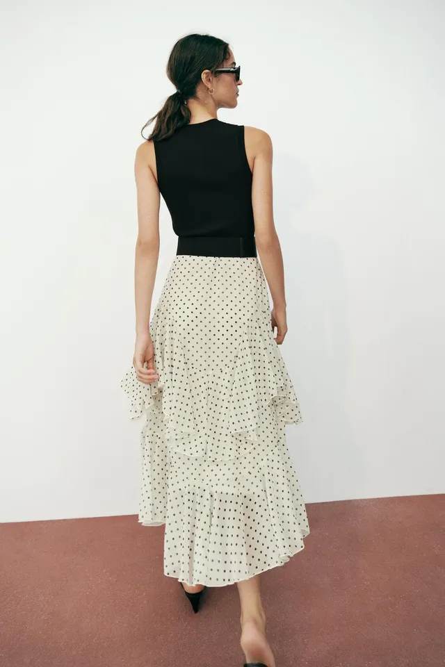 COMBINED POLKA DOT RUFFLED DRESS WITH BELT – image 5