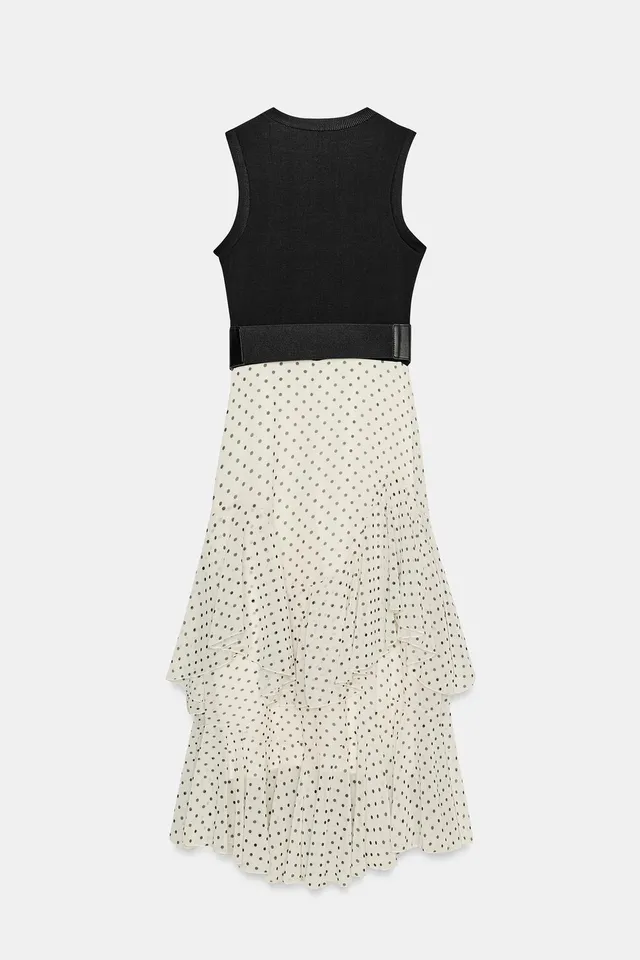 COMBINED POLKA DOT RUFFLED DRESS WITH BELT – image 7