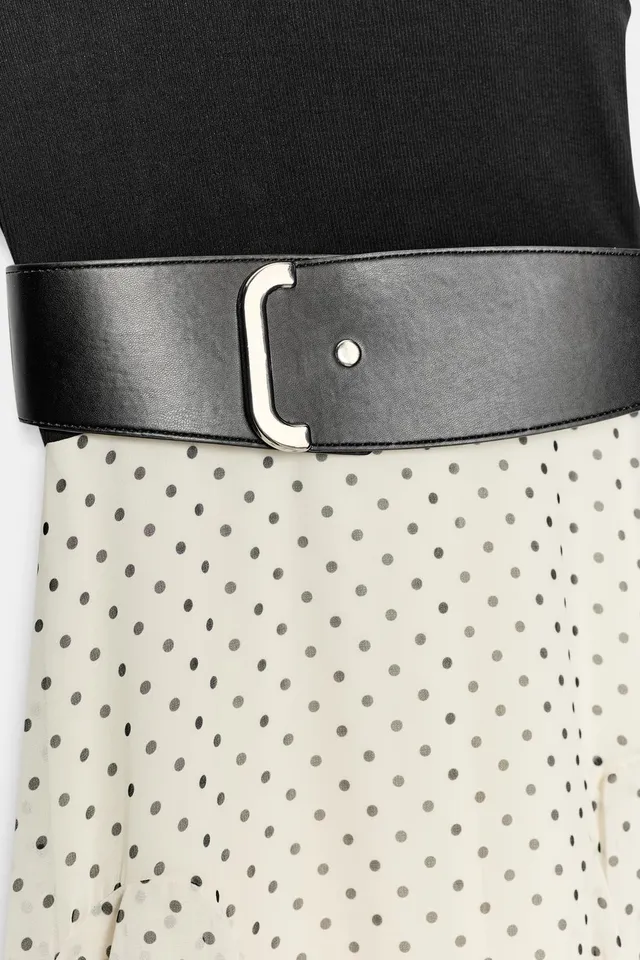 COMBINED POLKA DOT RUFFLED DRESS WITH BELT – image 8