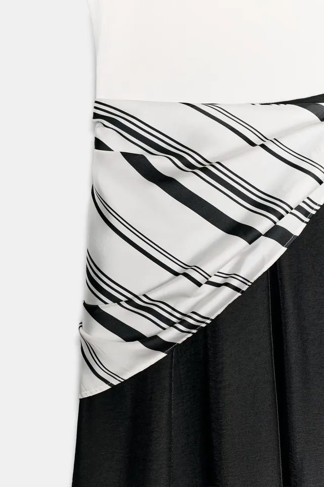 CONTRASTING SCARF MIDI DRESS – image 4