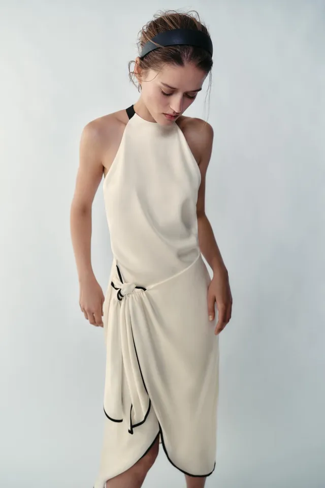 CONTRAST PIPING MIDI DRESS – image 2