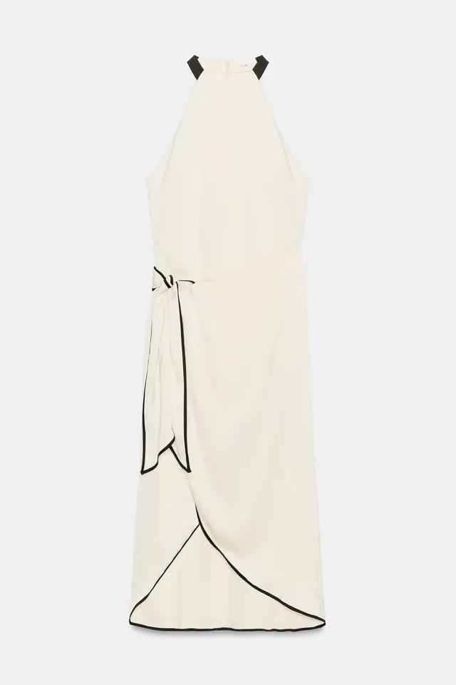 CONTRAST PIPING MIDI DRESS – image 5