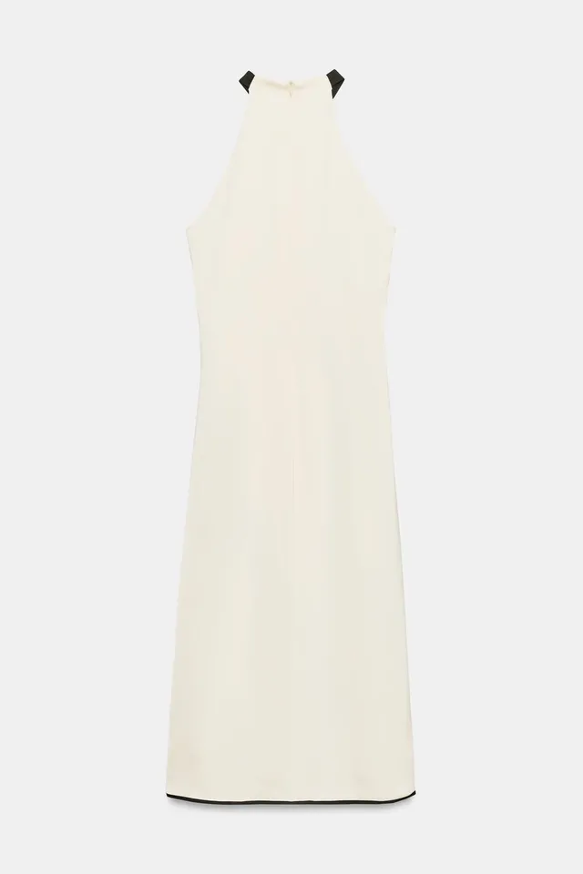 CONTRAST PIPING MIDI DRESS – image 6