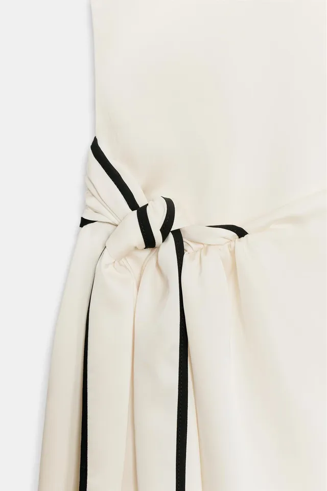CONTRAST PIPING MIDI DRESS – image 7