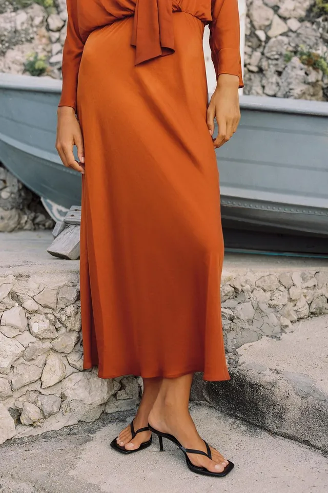 SATIN SCARF-EFFECT MIDI DRESS – image 4