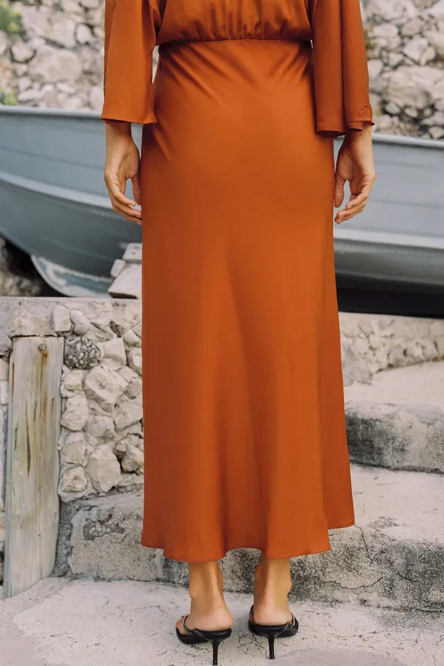 SATIN SCARF-EFFECT MIDI DRESS – image 6