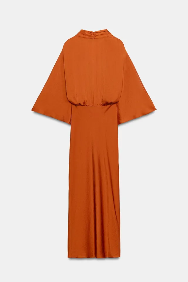 SATIN SCARF-EFFECT MIDI DRESS – image 9