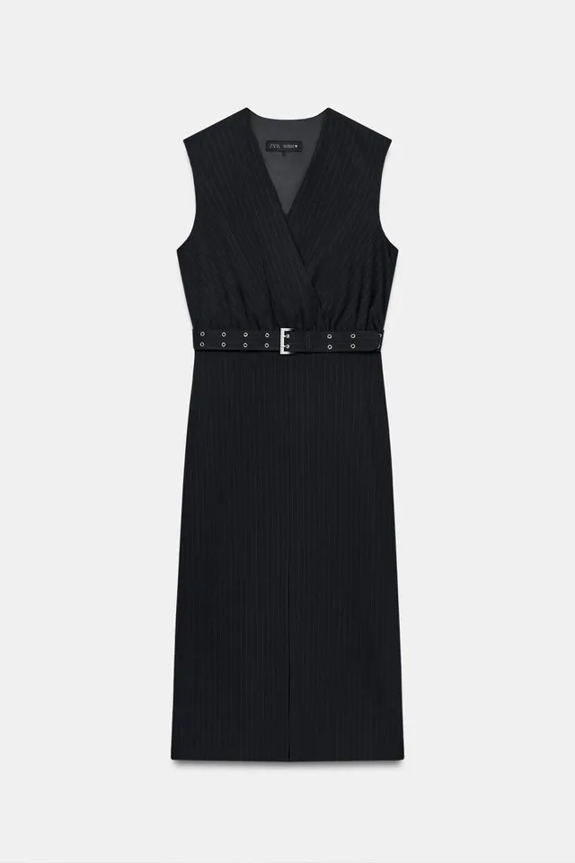 PINSTRIPE BELTED DRESS – image 6