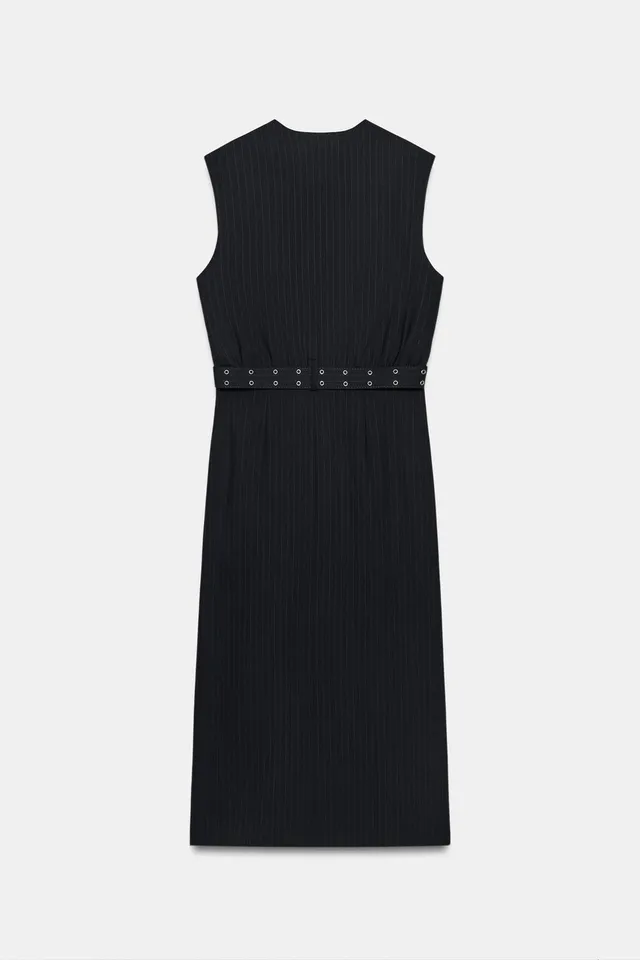 PINSTRIPE BELTED DRESS – image 7