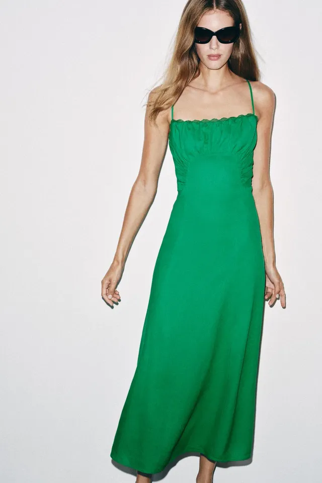 LINEN BLEND STRAPPY MIDI DRESS – image 2