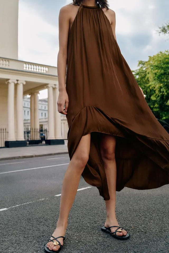 ASYMMETRIC SATIN MIDI DRESS – image 3