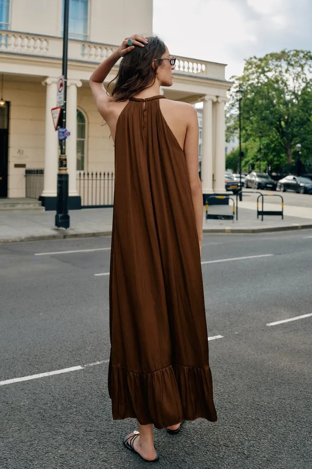 ASYMMETRIC SATIN MIDI DRESS – image 4