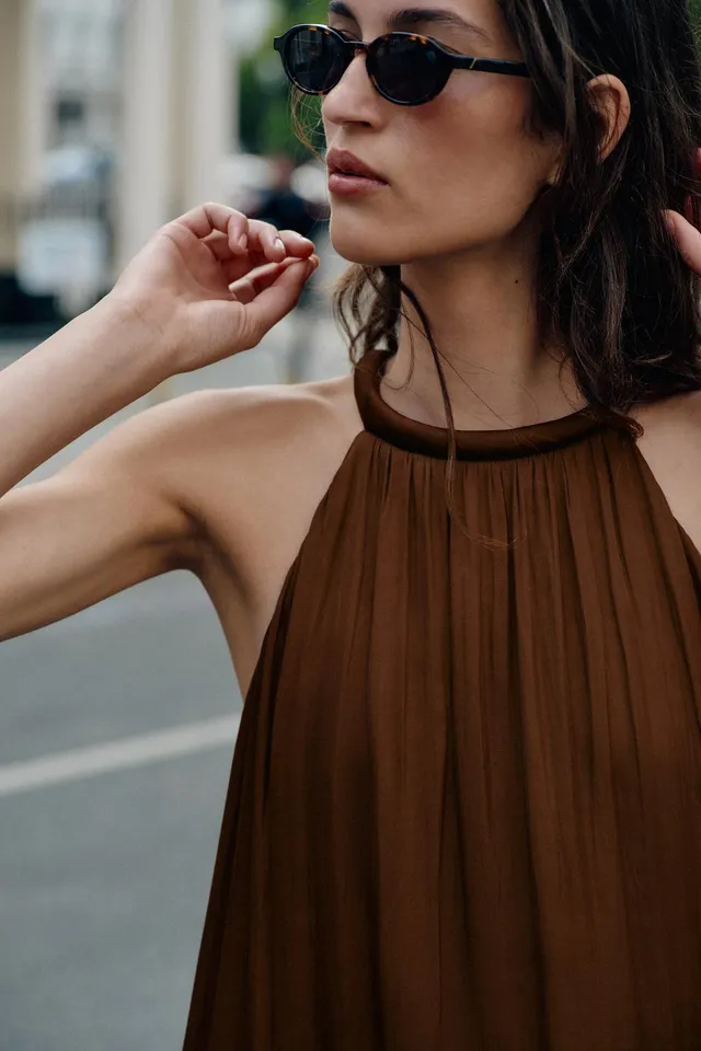 ASYMMETRIC SATIN MIDI DRESS – image 5