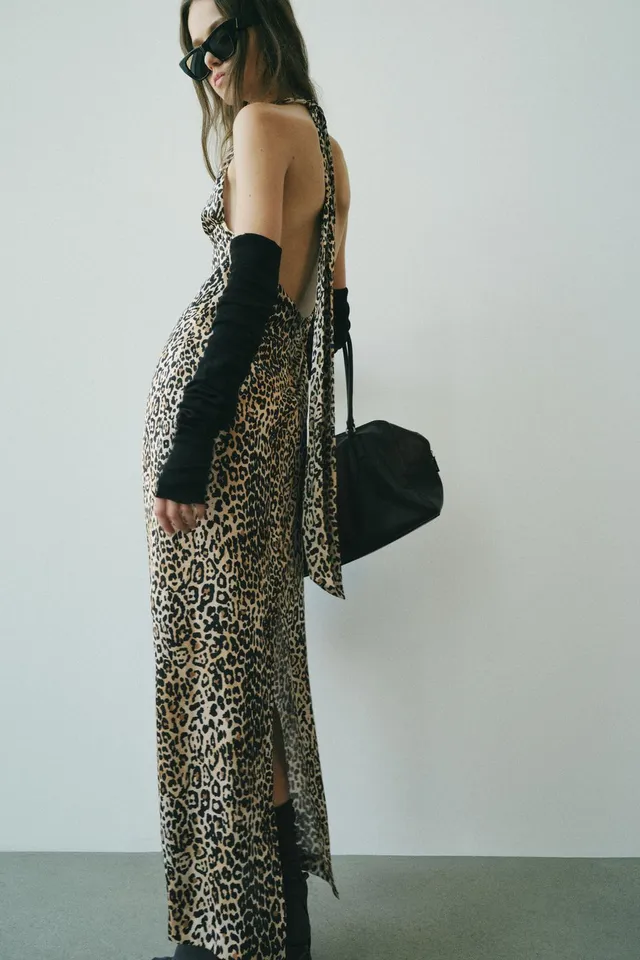 LONG SATIN HALTER DRESS – image 6