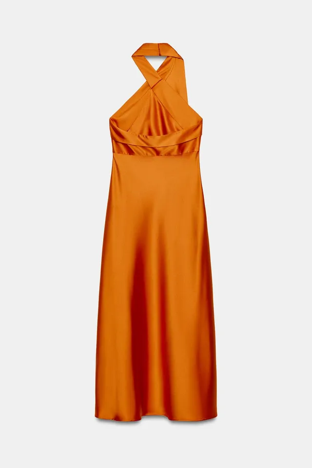 SATIN HALTER MIDI DRESS – image 4