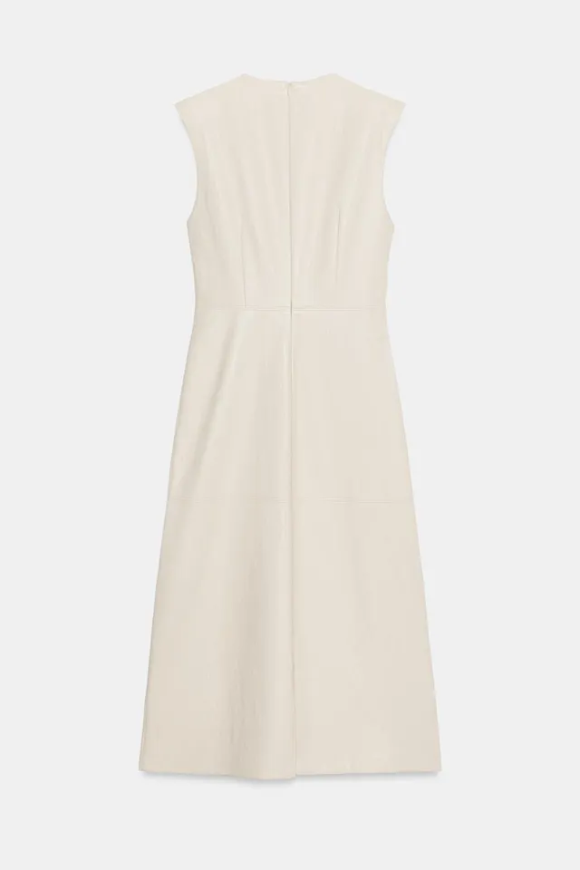 Leather effect midi dress with shoulder pads – image 8
