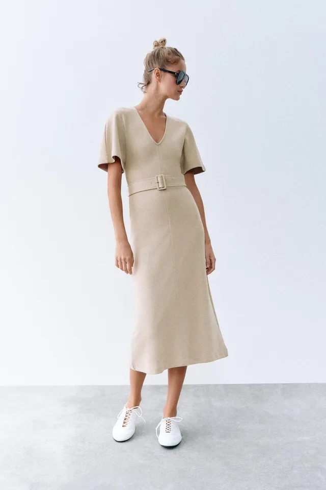 SOFT MIDI DRESS WITH BELT