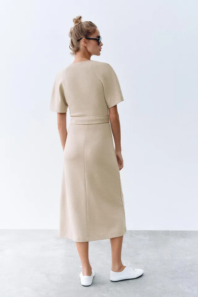 SOFT MIDI DRESS WITH BELT – image 5