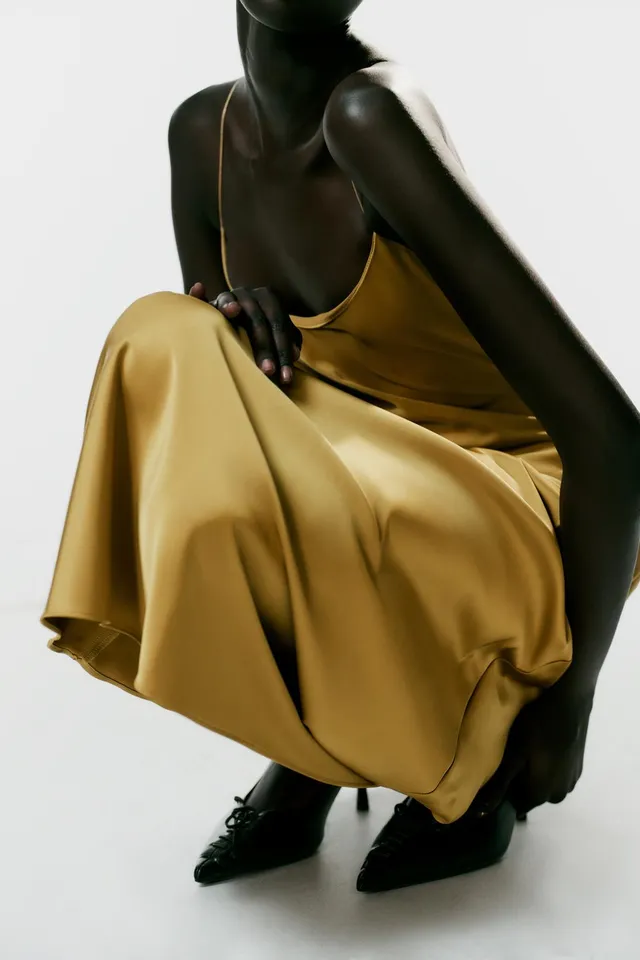 OPEN-BACK SATIN MIDI DRESS – image 2