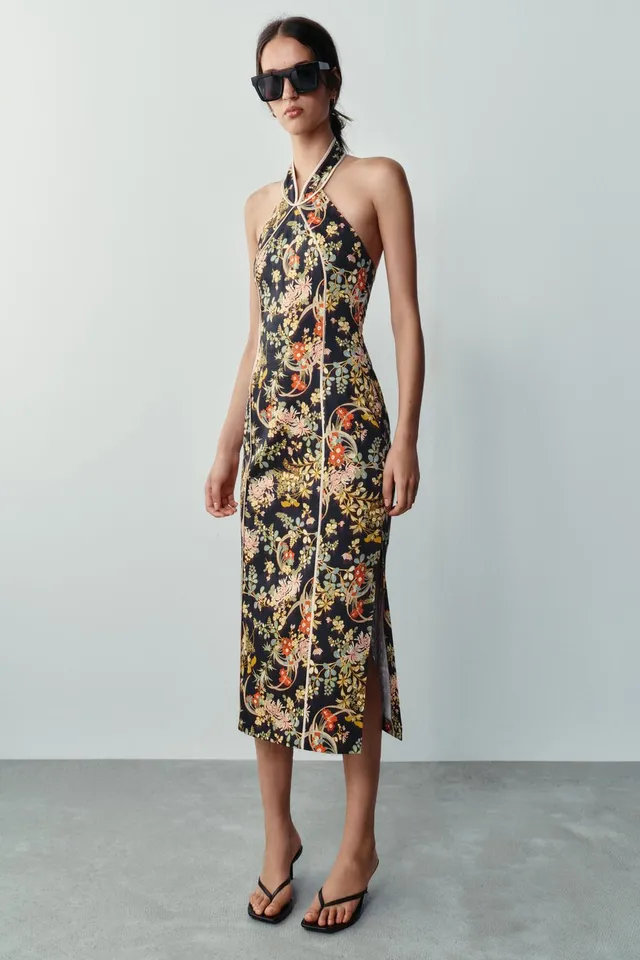 PRINTED HALTER DRESS – image 3