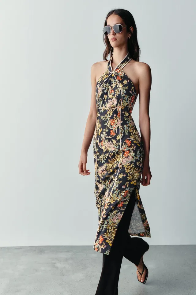 PRINTED HALTER DRESS – image 7