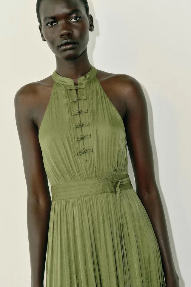 MAXI HALTER DRESS WITH FROG FASTENING – image 2