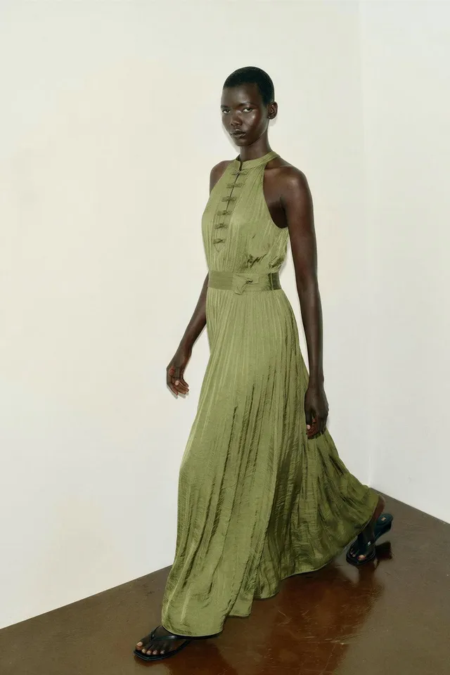 MAXI HALTER DRESS WITH FROG FASTENING – image 3