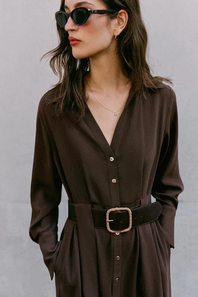 BELTED MIDI SHIRT DRESS – image 4