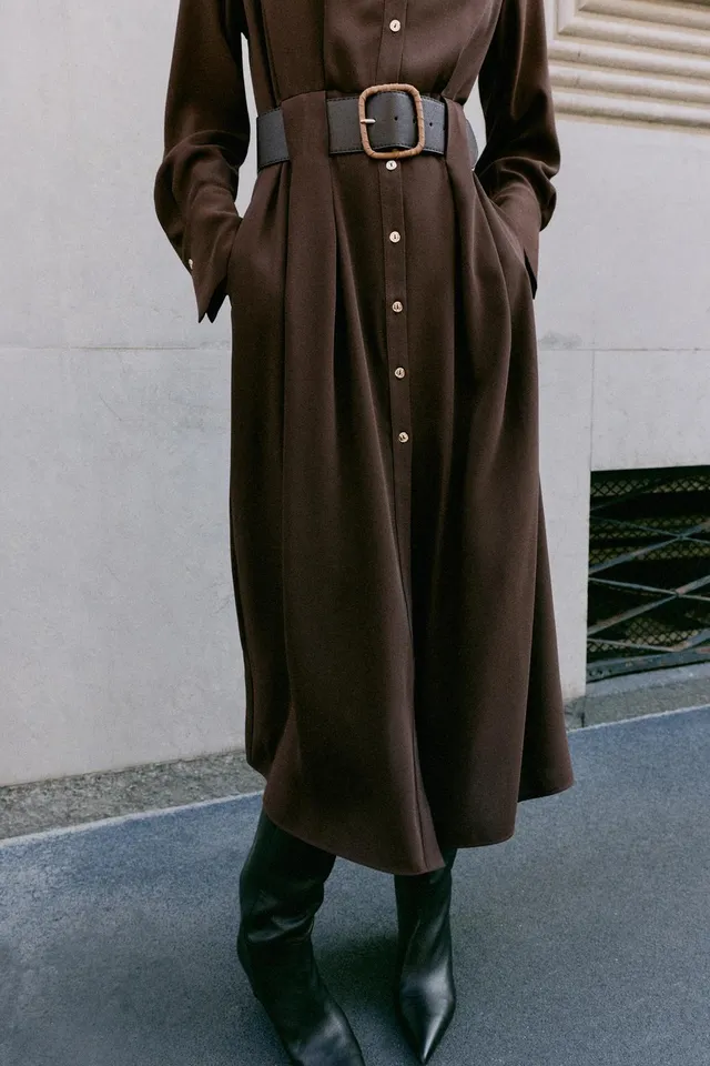 BELTED MIDI SHIRT DRESS – image 5