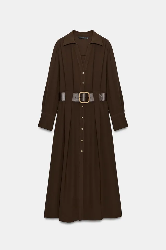 BELTED MIDI SHIRT DRESS – image 7