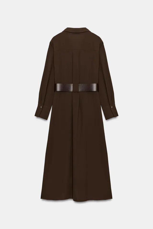 BELTED MIDI SHIRT DRESS – image 8