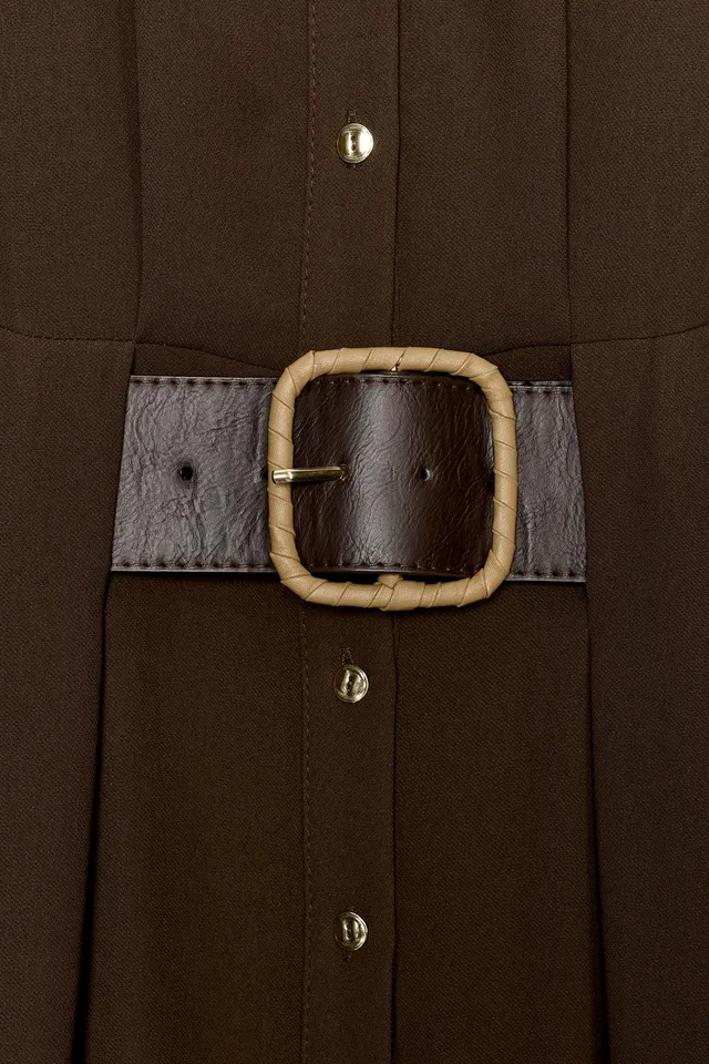 BELTED MIDI SHIRT DRESS – image 9