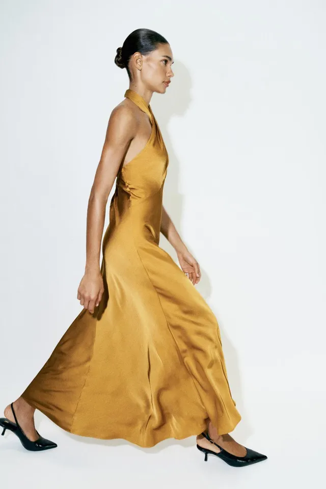 SATIN HALTER MIDI DRESS – image 5