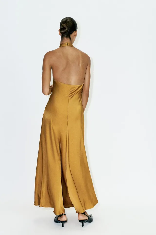 SATIN HALTER MIDI DRESS – image 6