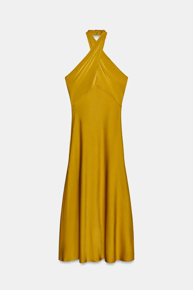SATIN HALTER MIDI DRESS – image 7