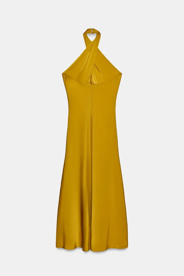 SATIN HALTER MIDI DRESS – image 8
