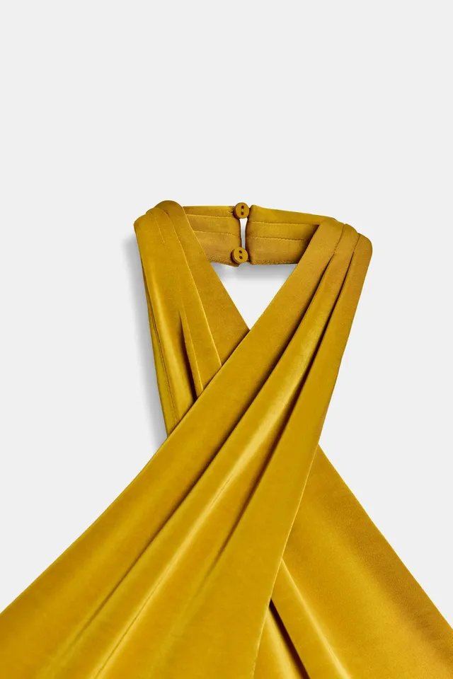 SATIN HALTER MIDI DRESS – image 9