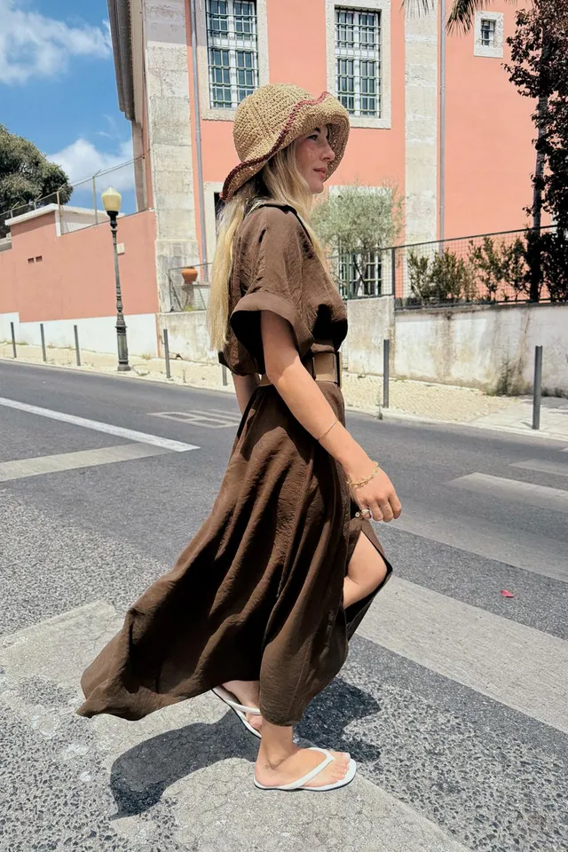 BELTED MIDI DRESS