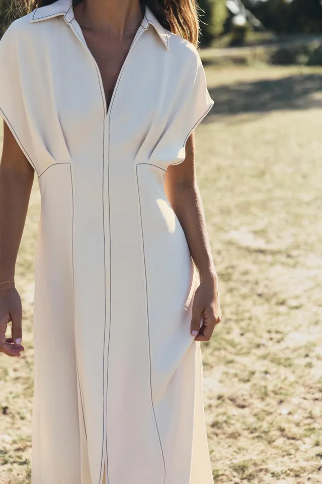 CONTRAST TOPSTITCHING midi dress – image 2