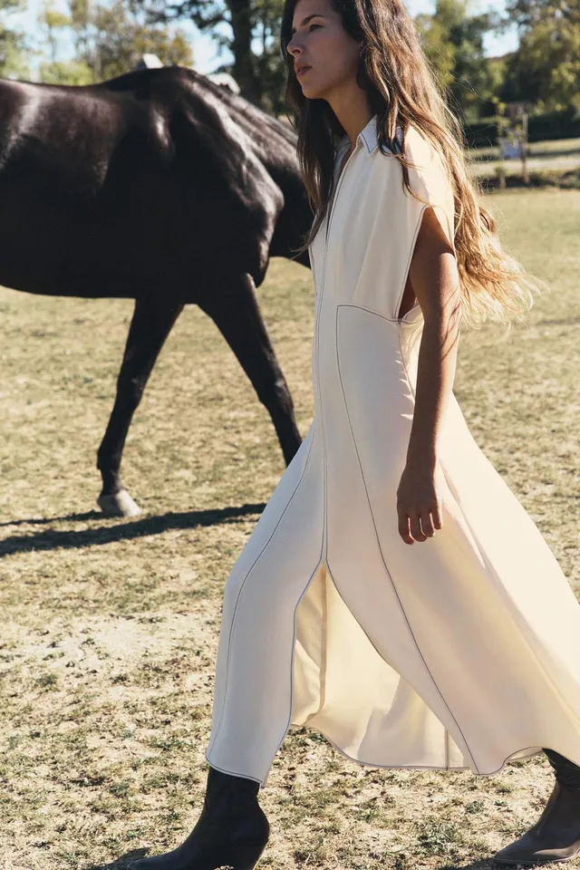 CONTRAST TOPSTITCHING midi dress – image 3